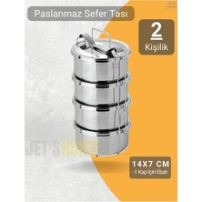 Maison Luré Saklama Kabı 4’lü Sefer Tası 14X7 cm Yemek Taşıma Kabı Paslanmaz Çelik No 2