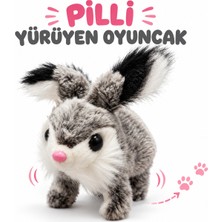 Duman Pilli Yürüyen Peluş Tavşan Oyuncak – Gri Beyaz