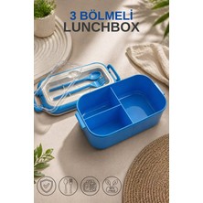 Maison Luré Saklama Kabı Kaşık Çatal Dahil 3 Bölmeli Kilitli Kapaklı Yemek Kabı