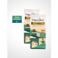 Cups & Clouds Colombia Supremo Decaf 250 G Şeker Kamışı Yöntemiyle Kafeinsizleştirilmiş Orta-Koyu Kavrulmuş Çekirdek Kahve Set