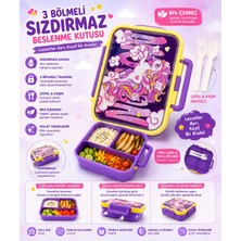 Maison Luré Saklama Kabı 3 Bölmeli Sızdırmaz Kapaklı Beslenme Kabı 1000ML Çatal Kaşık