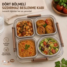 Maison Luré Saklama Kabı 4 Bölmeli Sızdırmaz Kapaklı Plastik Yemek Kabı 1800ML
