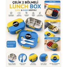 Maison Luré Saklama Kabı Lunch Box2 Bölmeli Paslanmaz Çelik Yemek Kabı Sızdırmaz Kapaklı, Taşınabili