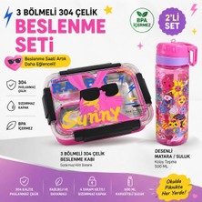 Maison Luré Saklama Kabı Paslanmaz Çelik 3 Bölmeli Sızdırmaz Kapaklı Beslenme Kabı 800+600ML