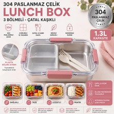 Maison Luré Saklama Kabı 2 Bölmeli Paslanmaz Çelik Yemek Kabı Sızdırmaz Kapaklı 1200ML