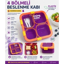 Maison Luré Saklama Kabı 4 Bölmeli Gıdaya Uygun Plastik Yemek Kabı Sızdırmaz Kapaklı 800ML