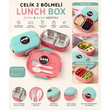 Maison Luré Saklama Kabı 2 Bölmeli Paslanmaz Çelik Yemek Kabı Sızdırmaz Kapaklı 1000ML
