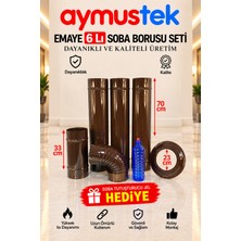 Aymustek Emaye Soba Borusu Seti 3 Adet Boru 1 Adet Yarım 1 Adet Dirsek 1 Adet Ayna Soba Tutuşturucu Jel Hediye