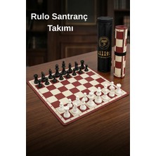 Freedoom Style Okul Tipi Satranç Takımı Seti Rulo Çantalı Büyük Boy Taşlı Katlanabilir Santranç