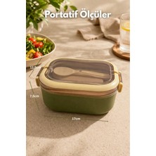 Maison Luré Saklama Kabı Yemek Kabı Lunch Box Yeşil Diyet Beslenme Kutusu Çatal Kaşıklı
