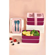 Maison Luré Saklama Kabı Bordo 2 Katlı Yemek Seti
