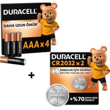 Duracell Basıc AAA Ince Alkalin Kalem Pil (4'lü Paket) & Cr 2032 Lityum Düğme Pil (2'li Paket)