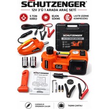 SCHUTZENGER 3’lü Araç Seti 5 Ton Kriko Kompresörlü ve Somun Sökme Sıkma  2 Anahtarlı 12VOLT German Çantalı SP302