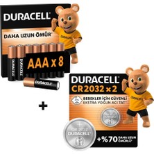 Duracell Basıc Aaa Ince Alkalin Kalem Pil (8'li Paket) & Cr 2032 Lityum Düğme Pil (2'li Paket)