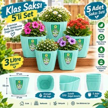 Ness Global 5’li Klas Plastik Saksı Seti No:3 – 3 Litre Çiçek ve Bitki Saksısı – 17X17X15 cm – Dekoratif Saksı – Ev, Balkon, Bahçe