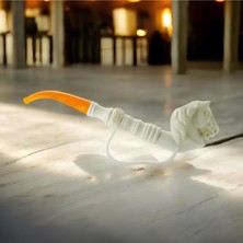 Maison Luré Pipo El Yapımı Lületaşı At Başlı , 23 Cm, Amber Akrilik Ağızlık