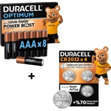 Duracell Optımum Aaa Alkalin Ince Kalem Pil (8'li Paket) & Cr 2032 Lityum Düğme Pil (4'lü Paket)