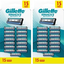Gillette Mach3 Sport Yedek Tıraş Bıçağı 15 Adet X2