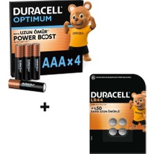 Duracell Optımum AAA Alkalin Ince Kalem Pil (4'lü Paket) & Duracell LR44 Alkalin Özel Pil (4'lü Paket)