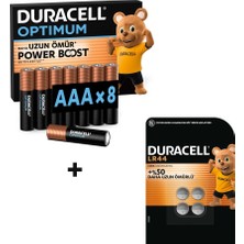 Duracell Optımum Aaa Alkalin Ince Kalem Pil (8'li Paket) & Duracell LR44 Alkalin Özel Pil (4'lü Paket)