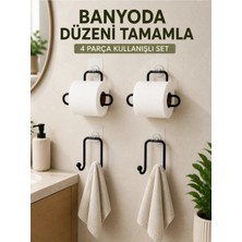 Maison Luré Askılık Banyo Mutfak 4 Parça Set 2 Kağıtlık 2 Havlu Askısı