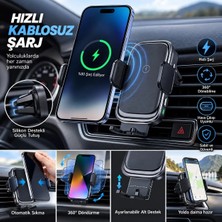 Jolita iPhone 17 Pro Max Uyumlu 15W Hızlı Kablosuz Şarjlı Araç Içi Telefon Tutucu – 360° Döner Havalandırma Montajlı