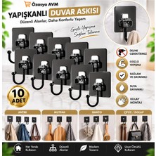 Maison Luré Askılık 10 Adet Duvara Dolapa Yapışan Siyah Duvar Askısı