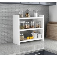 Happy Trend Üstü Baharatlık Rafı, Beyaz, 3 Katlı Mutfak Organizer