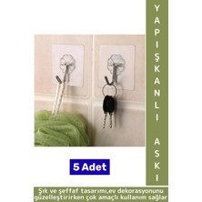 Maison Luré Askılık Banyo Mutfak Antre Çöp Kutusu Kendinden Yapışkanlı Askı 5 Adet