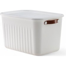 Happy Trend 1 Adet Düzenleyici Kapaklı Kutu, Dekoratif Saklama Kutusu, Organizer (35CM*25CM*22CM) Beyaz 15 Litre