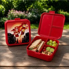 Maison Luré Yemek Kabı Kırmızı 4 Bölmeli 2 Katlı Beslenme Kutusu