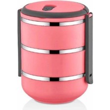 Maison Luré Termos PNG-6002 Paslanmaz Yemek Termosu 3 Katlı Pembe