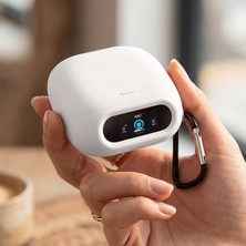 Caseonn Anker Soundcore Liberty 5 Pro Kılıf Askı Aparatlı Mat Silikon Beyaz