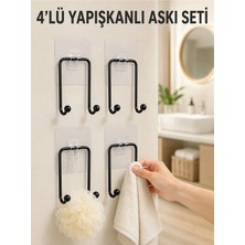 Maison Luré Askılık 4'lü Yapışkanlı Askı Seti Mutfak Banyo Ev Için Duvar Askısı
