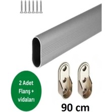 Maison Luré Askılık Oval Alüminyum 0-3m Dolap Içi Askı Borusu 2 Adet Plastik Flanş ve Vidaları