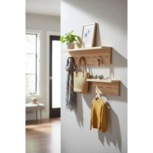 Maison Luré Askılık Duvar Rafı 2'li Set Antre Portmanto ve Anahtarlık 70X14 50X14 cm
