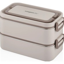 Maison Luré Kamp Yemek Seti 2000 ml 2 Kat Paslanmaz Çelik Bento Lunch Box Sefer Tası