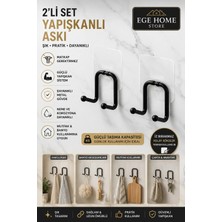 Maison Luré Askılık 2 Adet Çift Kancalı Yapışkanlı Banyo Mutfak Askısı Metal Duvar Askı