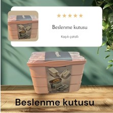 Maison Luré Yemek Kabı Diyet Beslenme Kutusu 3 Katlı Kaşık Çatallı Sefer Tası