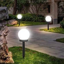 Gaman 3'lü Güneş Enerjili Solar Bahçe Lambası Yuvarlak LED Çim Aydınlatma Dekoratif Dış Mekan Aydınlatma