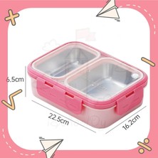 Maison Luré Yemek Kabı Tek Kat Iki Bölmeli Metal Kaşıklı 700 ml Beslenme Kutusu