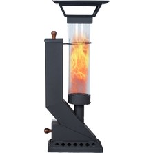 Etinova Compact If-17 Camlı Alev Lambası Dış Mekan Pelet Soba - Siyah