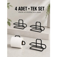 Maison Luré Askılık Yapışkanlı Wc Kağıtlık Siyah Metal 4 Adet Rulo Askısı