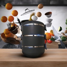 Maison Luré Termos 3 Katlı Sızdırmaz Gri Yemek Termosu