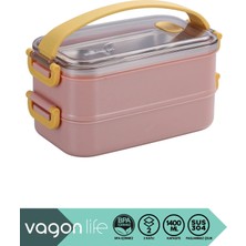 Maison Luré Yemek Kabı 2 Katlı 1400ML Paslanmaz Çelik Yemek Kutusu Silikon Kulpu