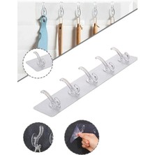 Maison Luré Askılık Ultra Güçlü Şeffaf 5'li Kapı Arkası Mutfak Banyo Askısı