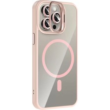 Joko Apple iPhone 15 Pro Max Uyumlu Remim Lensli Magsafe Standlı Kapak - Pembe