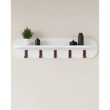 Maison Luré Askılık Oval Vestiyer Askısı, Duvara Monte 80X20 cm Beyaz-Bakır