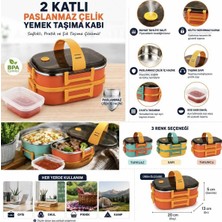 Maison Luré Saklama Kabı 2 Katlı Paslanmaz Çelik Yemek Taşıma Kabı 20X13X10 cm