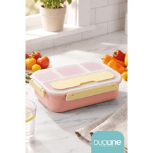 Maison Luré Yemek Kabı 4 Bölmeli Sızdırmaz Kapaklı Kilitli Çatal Kaşıklı Beslenme Kabı